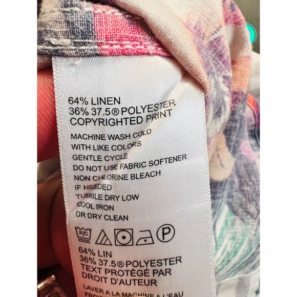 Tommy Bahama Men Linen Blend  Shirt Button Front Closure Floral Palms Print Sz M - Picture 16 of 16